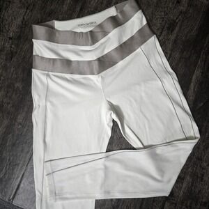 CALIA Leggings Womens White Good Metallic Crossover Waist Yoga Pants